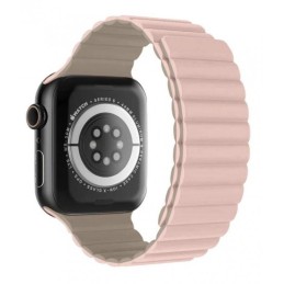 Swissten řemínek pro apple watch silikonový - magnetic 42 / 44 / 45 / 49 mm růžovo/cappuccino
