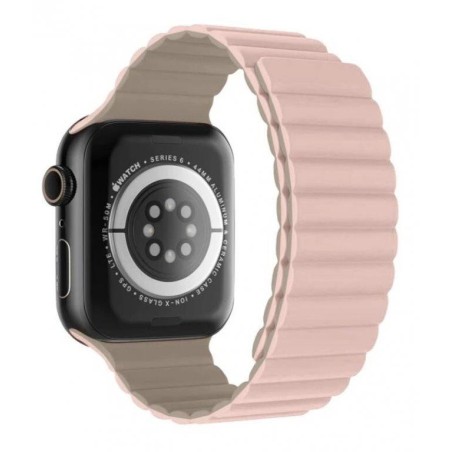 Swissten řemínek pro apple watch silikonový - magnetic 42 / 44 / 45 / 49 mm růžovo/cappuccino