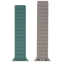 Swissten řemínek pro apple watch silikonový - magnetic 42 / 44 / 45 / 49 mm zeleno/šedý