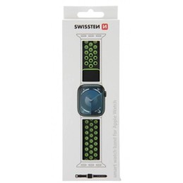 Swissten řemínek pro apple watch silikonový - sport 38 / 40 / 41 mm černo/zelený