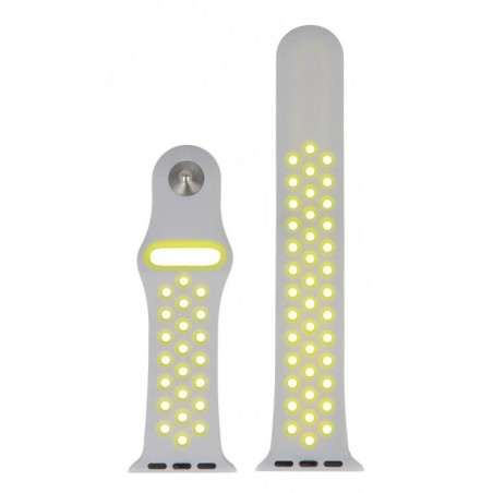 Swissten řemínek pro apple watch silikonový - sport 38 / 40 / 41 mm stříbrno/žlutý