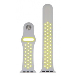 Swissten řemínek pro apple watch silikonový - sport 42 / 44 / 45 / 49 mm stříbrno/žlutý