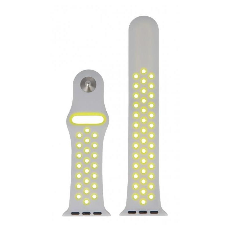 Swissten řemínek pro apple watch silikonový - sport 42 / 44 / 45 / 49 mm stříbrno/žlutý