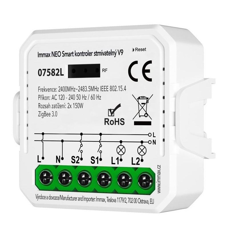 IMMAX NEO SMART kontroler stmívatelný V9, 2-tlačítkový, Zigbee 3.0, TUYA