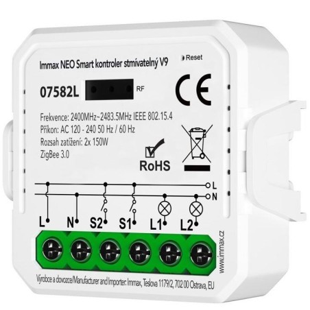 IMMAX NEO SMART kontroler stmívatelný V9, 2-tlačítkový, Zigbee 3.0, TUYA