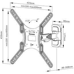 Neomounts WL40-540BL14/Držák displeje/na stěnu/32-55"/2 čepy/VESA 400X400/nosn. 35kg/černý