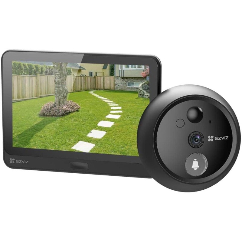 EZVIZ chytré dveřní kukátko s kamerou HP4/ Wi-Fi/ 2K/ 4,3" monitor/ napájení ze sítě a baterie/ 4600 mAh/ šedé