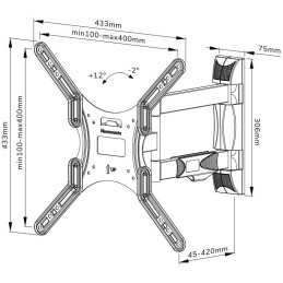 Neomounts WL40-550BL14/Držák displeje/na stěnu/32-55"/3 čepy/VESA 400X400/nosn. 35kg/černý