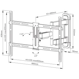 Neomounts WL40-550BL16/Držák displeje/na stěnu/40-65"/3 čepy/VESA 600X400/nosn. 40kg/černý