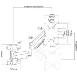 Neomounts  WL70-550BL12/Držák displeje/na stěnu/32-42"/sklopný/rotace/plynový píst/3 čepy/VESA 200X200/nosn. 30kg/černý