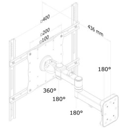 Neomounts FPMA-W960/Držák displeje/na stěnu/23-52"/sklopný/3 čepy/VESA 400X400/nosn. 25kg/černý