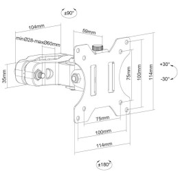 Neomounts FL40-430BL11/Držák displeje/na sloup,tyč 28-60 mm/17-32"/sklopný/1 čep/VESA 100X100/nosn. 8kg/černý