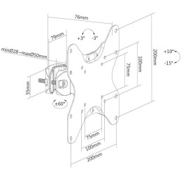 Neomounts FL40-430BL12/Držák displeje/na sloup,tyč 28-50 mm/23-42"/sklopný/1 čep/VESA 200X200/nosn. 25kg/černý