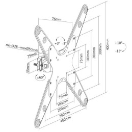 Neomounts FL40-430BL14/Držák displeje/na sloup,tyč 28-50 mm/32-55"/sklopný/1 čep/VESA 400X400/nosn. 25kg/černý