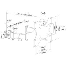 Neomounts FL40-450BL12/Držák displeje/na sloup,tyč 28-50 mm/23-42"/sklopný/3 čepy/VESA 200X200/nosn. 25kg/černý