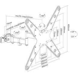 Neomounts FL40-430BL14/Držák displeje/na sloup,tyč 28-50 mm/32-55"/sklopný/3 čepy/VESA 400X400/nosn. 25kg/černý