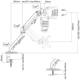 Neomounts FPMA-D650BLACK/Držák displeje/na stůl/17-27"/svorka+průchodka/VESA 100X100/nosn. 7kg/1 displej/černý