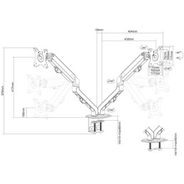 Neomounts FPMA-D650DBLACK/Držák displeje/na stůl/17-27"/svorka+průchodka/VESA 100X100/nosn.2x7kg/2 displeje/černý