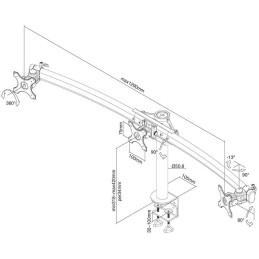 Neomounts FPMA-D700D3/Držák displeje/na stůl/10-27"/svorka/VESA 100X100/nosn. 3x8kg/3 displeje/černý