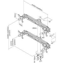 Neomounts FPMA-D700D4/Držák displeje/na stůl/19-30"/svorka/VESA 100X100/nosn. 4x8kg/4 displeje/černý