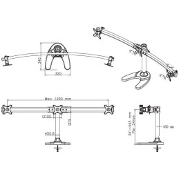 Neomounts FPMA-D700DD3/Držák displeje/na stůl/10-27"/stojan+průchodka/VESA 100X100/nosn. 3x8kg/3 displeje/černý