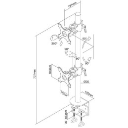 Neomounts FPMA-D700DV/Držák displeje/na stůl/10-27"/svorka/VESA 100X100/nosn. 2x6kg/2 displeje vert/černý
