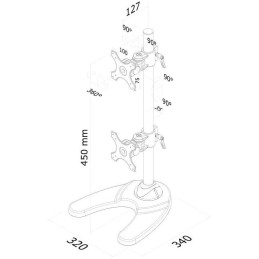 Neomounts FPMA-D700DDV/Držák displeje/na stůl/10-27"/stojan+průchodka/VESA 100X100/nosn. 2x6kg/2 displeje vert/černý