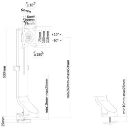 Neomounts FPMA-D860BLACK /Držák displeje/na stůl/10-37"/svorka+průchodka/VESA 100X100/nosn. 8kg/1 displej/černý