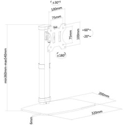 Neomounts FPMA-D890BLACK /Držák displeje/na stůl/10-30"/stojan/VESA 100X100/nosn. 6kg/1 displej/černý