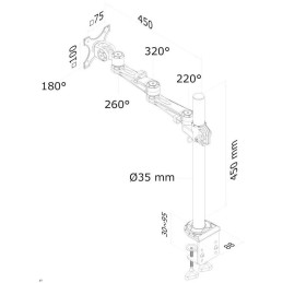 Neomounts FPMA-D935 /Držák displeje/na stůl/10-30"/svorka/3čepy/VESA 100X100/nosn.10kg/1 displej/stříbrný