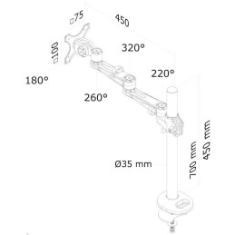 Neomounts FPMA-D935G /Držák displeje/na stůl/10-30"/průchodka/3čepy/VESA 100X100/nosn.10kg/1 displej/stříbrný