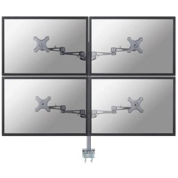 Neomounts FPMA-D935D4 /Držák displeje/na stůl/10-27"/svorka/3čepy/VESA 100X100/nosn.4x6kg/4 displeje/stříbrný