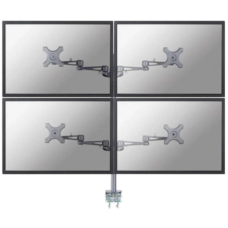 Neomounts FPMA-D935D4 /Držák displeje/na stůl/10-27"/svorka/3čepy/VESA 100X100/nosn.4x6kg/4 displeje/stříbrný