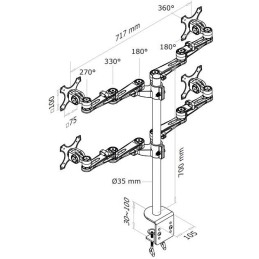 Neomounts FPMA-D935D4 /Držák displeje/na stůl/10-27"/svorka/3čepy/VESA 100X100/nosn.4x6kg/4 displeje/stříbrný