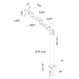 Neomounts FPMA-D935POLE70 /Držák displeje/na stůl/10-30"/svorka/3čepy/VESA 100X100/nosn.10kg/1 displej/stříbrný