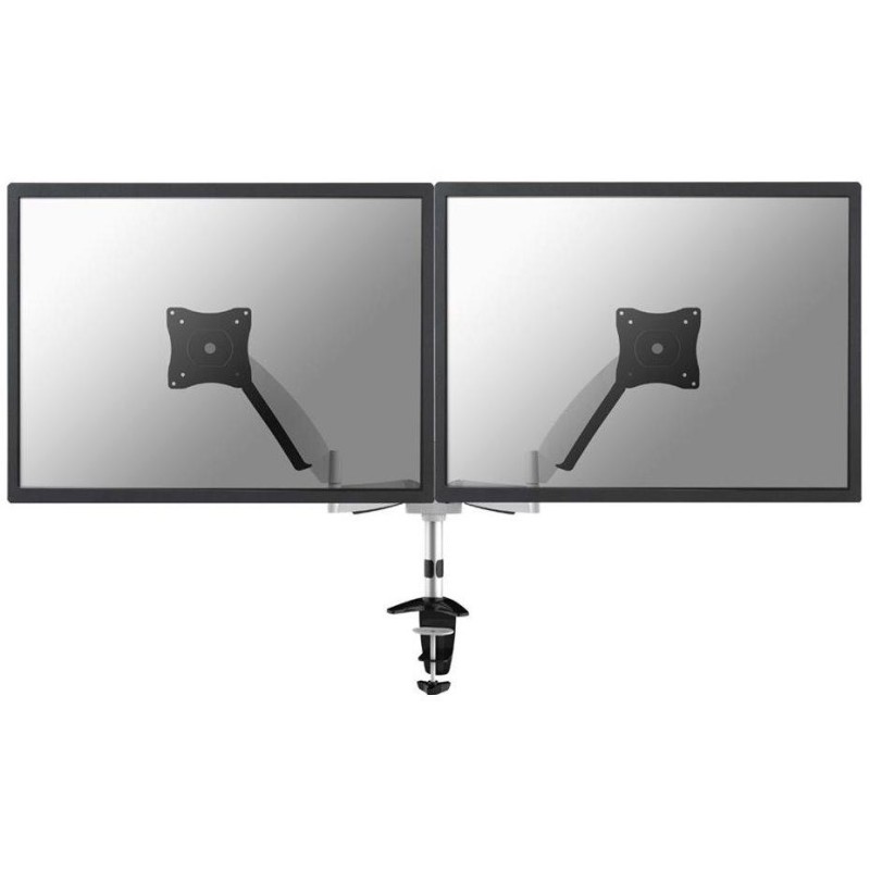 Neomounts FPMA-D950D/Držák displeje/na stůl/10-27"/svorka+průchodka/VESA 100X100/plyn. píst/nosn.2x9kg/2 displeje/stříbr