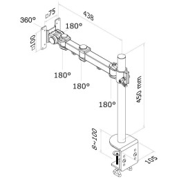 Neomounts FPMA-D960 /Držák displeje/na stůl/10-30"/svorka/3 čepy/VESA 100X100/nosn. 10kg/černý