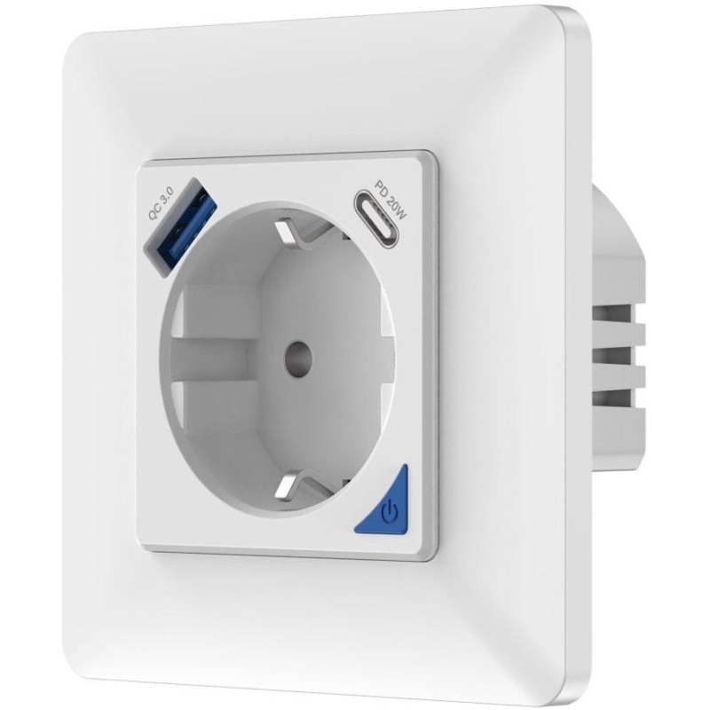 IMMAX NEO SMART chytrá vnitřní zásuvka bez kolíku (typ F)/ 16A/ 1x USB/ 1x USB-C/ PD 20W/ Zigbee/ LIDL/ TUYA