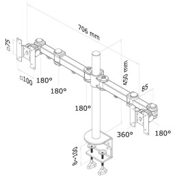 Neomounts FPMA-D960D / Flat Screen Desk Mount (clamp) / Black