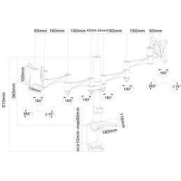 Neomounts FPMA-D1330DSILVER / Flat Screen Desk Mount (clamp/grommet) / Silver