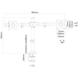 Neomounts FPMA-DCB100DBLACK / Flat Screen Desk Mount (clamp/grommet) - Crossbar / Black