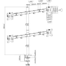 Neomounts FPMA-D550D4BLACK / Flat Screen Desk Mount (clamp/grommet) / Black