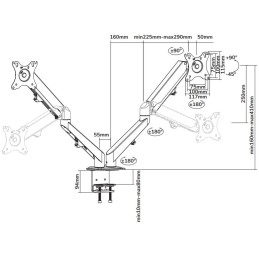 Neomounts DS70-700BL2/Držák displeje/na stůl/17-27"/svorka/VESA 100X100/nosn. 2x7kg/plynový píst/2 displeje/černý