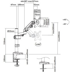 Neomounts DS70-750BL1/Držák displeje/tyč na stůl/17-27"/svorka/VESA 100X100/nosn. 7kg/plynový píst/1 displej/černý