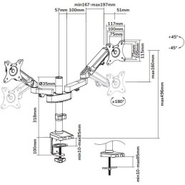 Neomounts DS70-750BL2/Držák displeje/tyč na stůl/17-27"/svorka/VESA 100X100/nosn. 2x7kg/plynový píst/2 displeje/černý