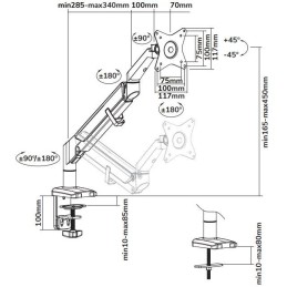 Neomounts DS70-810BL1/Držák displeje/na stůl/17-32"/svorka/VESA 100X100/nosn. 9kg/plyn. píst/ultra tenký/1 disp/černý