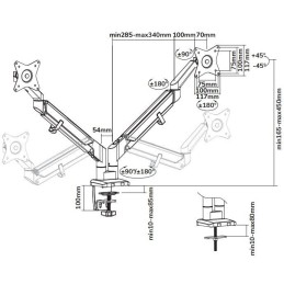 Neomounts DS70-810BL2/Držák displeje/na stůl/17-32"/svorka/VESA 100X100/nosn. 2x9kg/plyn. píst/ultra tenký/2 disp./černý