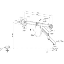Neomounts DS75-450WH2 /Držák displeje/na stůl/17-32"/svorka+průchodka/VESA 100X100/nosn.2x8kg/plyn. píst/2 displeje/bílý