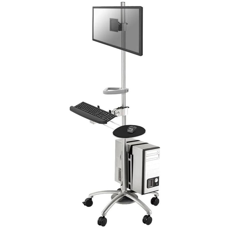Neomounts FPMA-MOBILE1800 / Mobile Workplace Floor Stand (monitor, keyboard/mouse & PC) / Silver