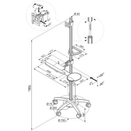 Neomounts FPMA-MOBILE1800 / Mobile Workplace Floor Stand (monitor, keyboard/mouse & PC) / Silver